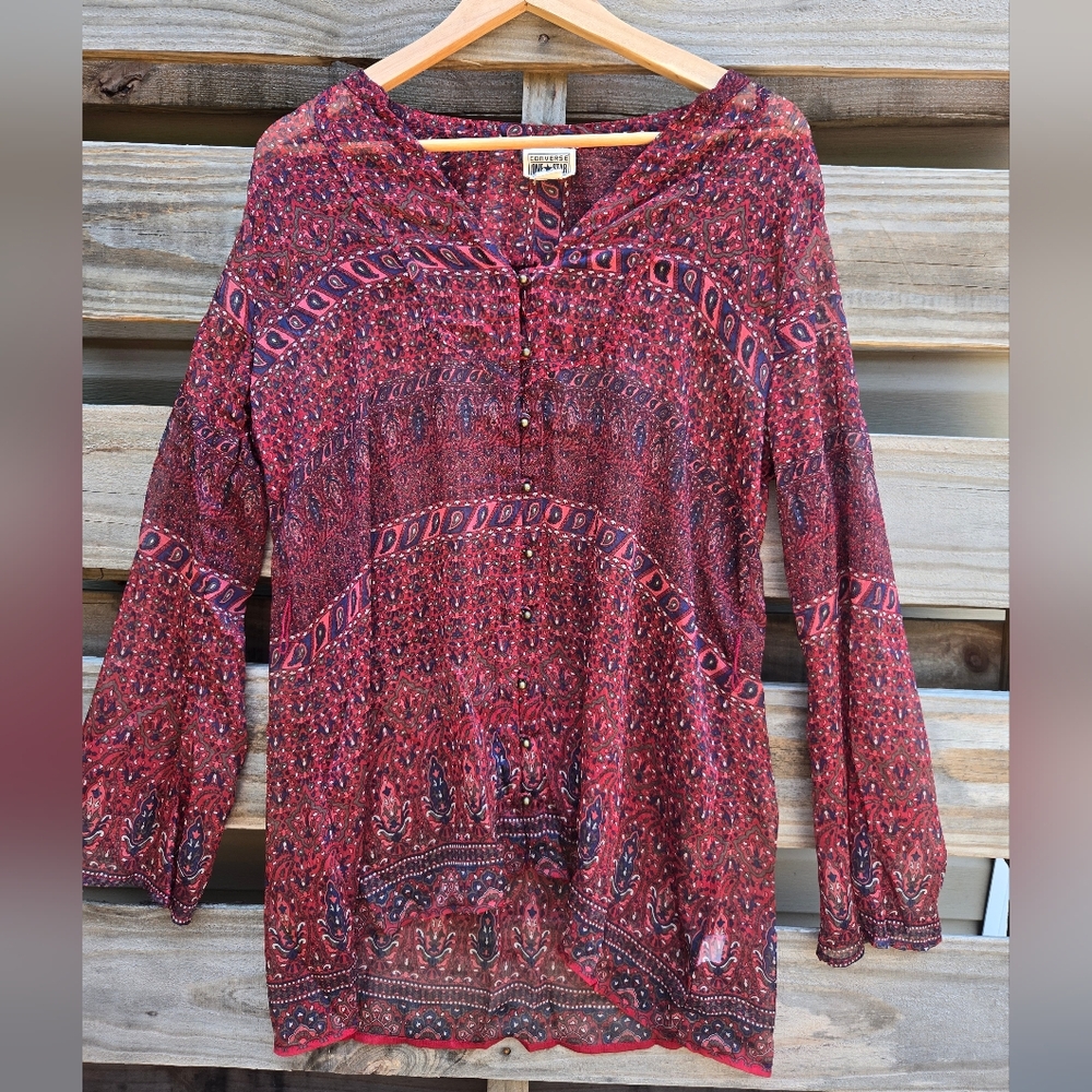 Converse Red Flowy Relaxed Blouse
